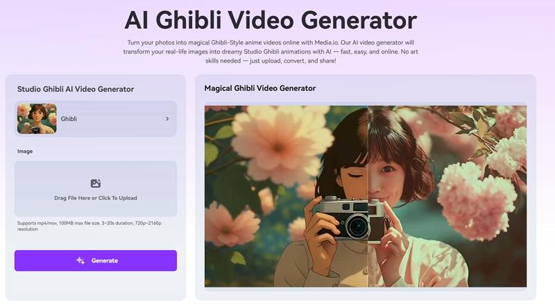 media.io ai ghibli video generator