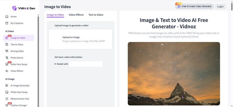 vidnoz image to video ai