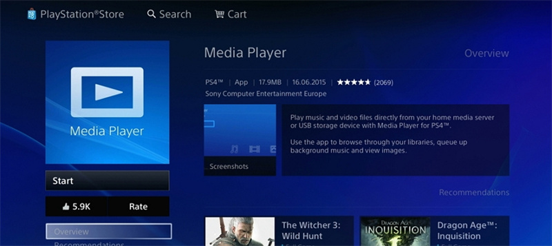 media player pour PS4