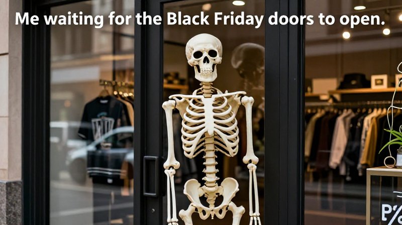 eager shopper skeleton meme at door