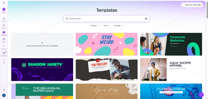 canva facebook cover template