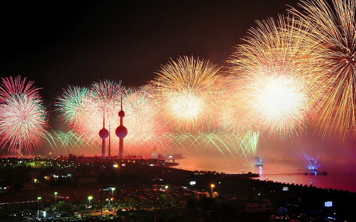 Chinese New Year fireworks in the night sky