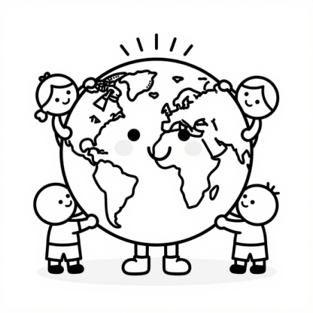 earth day smiling planet kids