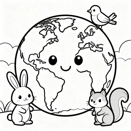 simple earth day coloring kids