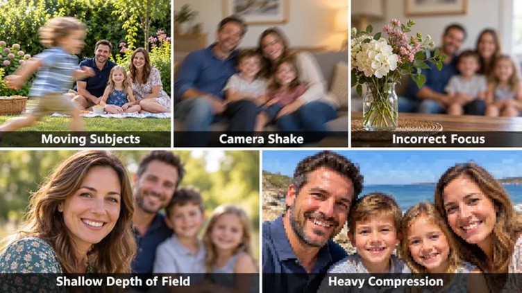 family photo blur causes shown with examples
