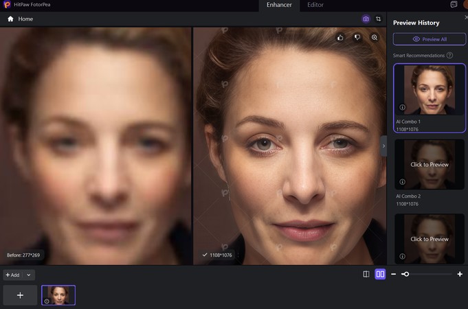 hitpaw fotorpea before and after blurry eyes