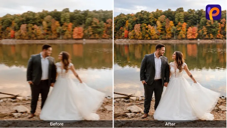 blurry and enhanced wedding portraits with the hitpaw fotorpea