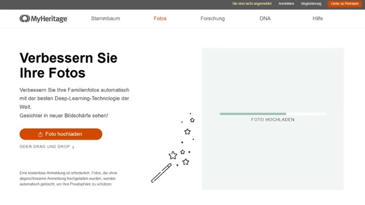 myheritage processing a family photograph