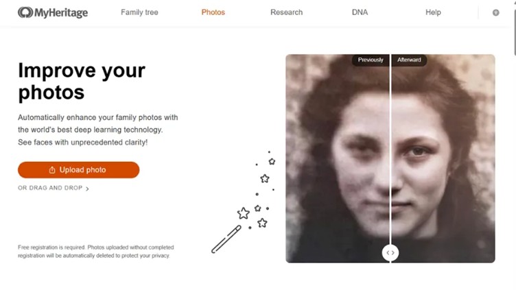 uploading a blurry family photograph to myheritage