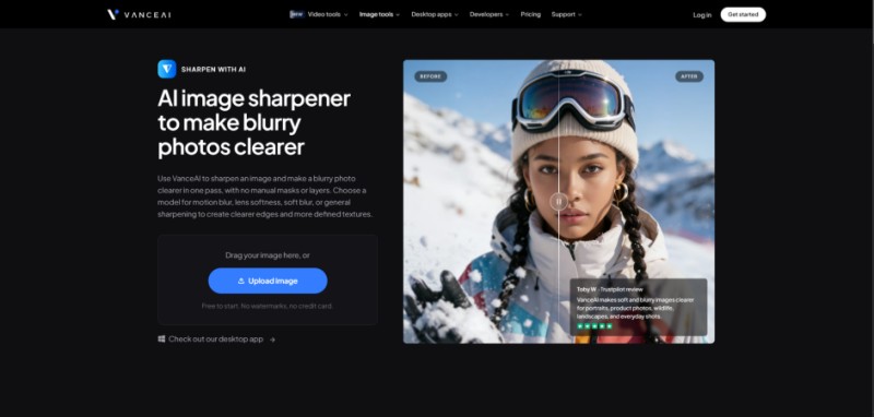 vance ai web image sharpener