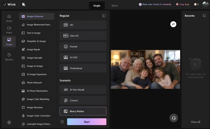 blurry photos option selected under scenario