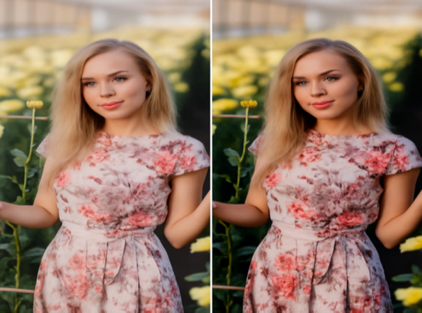 a girl with uv filters vs with polarizing silters