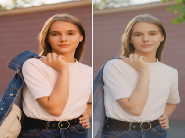 a girl without uv filters vs with uv filters