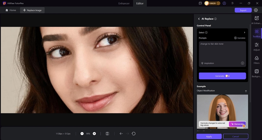 process skin color change fotorpea