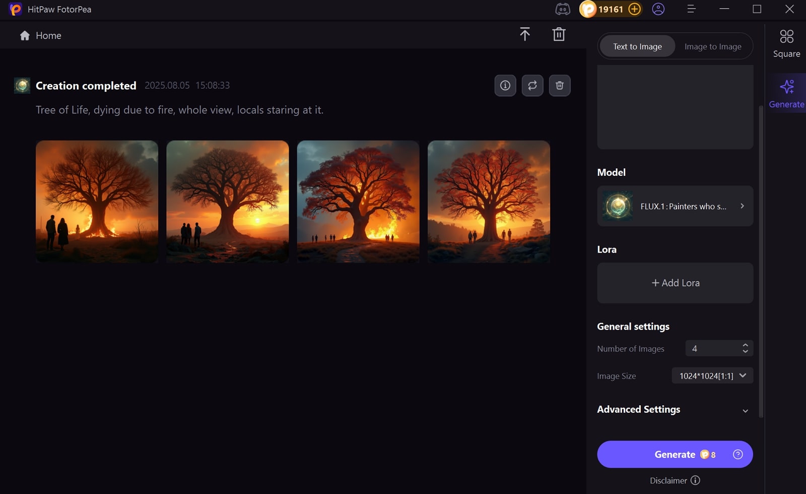 generate results with advanced settings