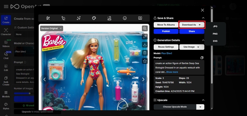 download results of ai action figure