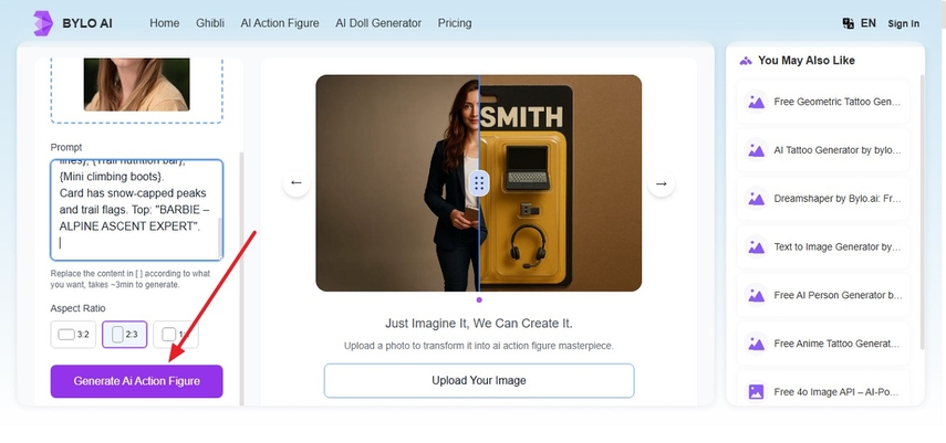 hit generate ai action figure