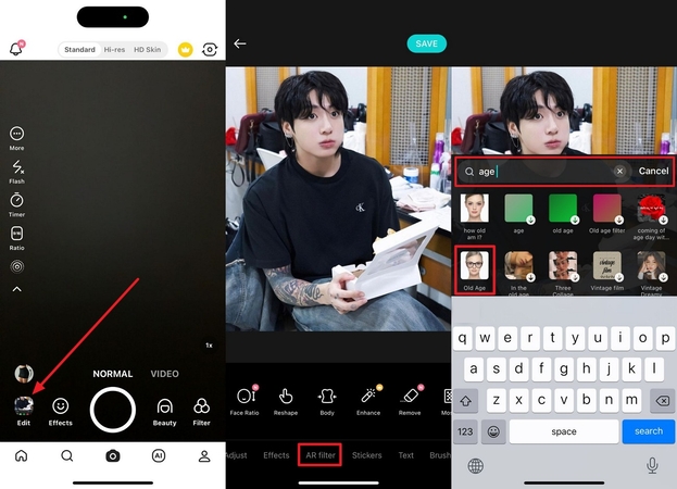 apply age filter using b612