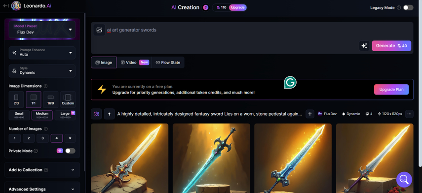 ai art generator swords