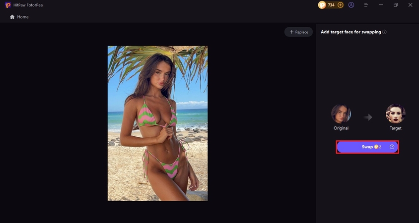 swap faces to make bikini model