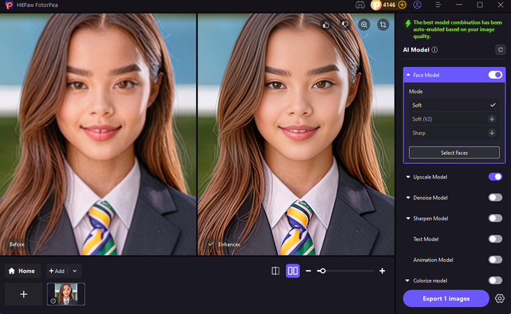 upscale ai headshot with hitpaw