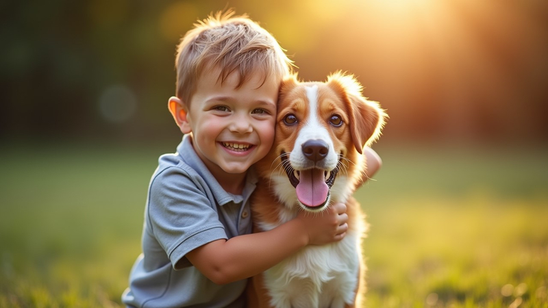 hug with a dog using AI