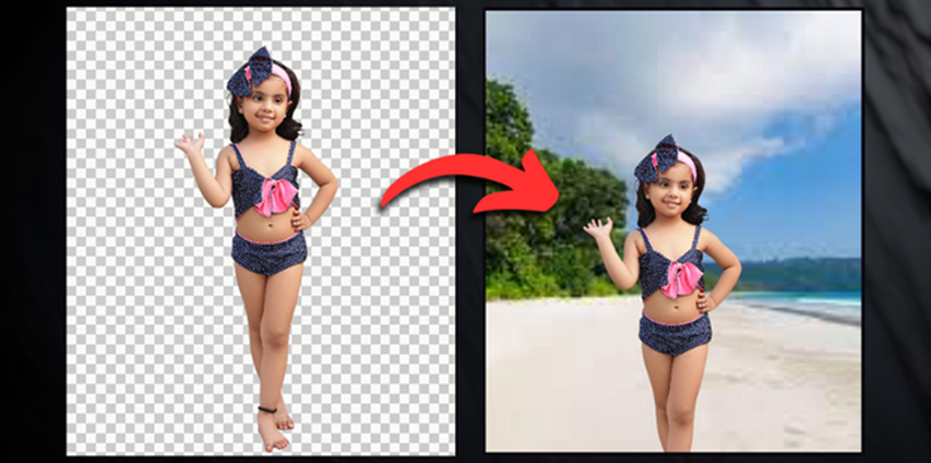 ai kids bikini background change