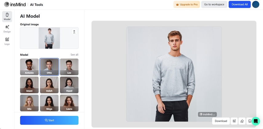 ai model creation in insmind