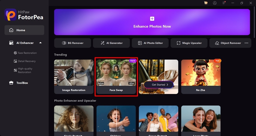 launch hitpaw fotorpea face swap tool
