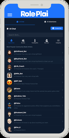 RolePlai chat-based roleplay screen