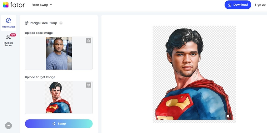 Fotorでスーパーヒーローと顔を入れ替える