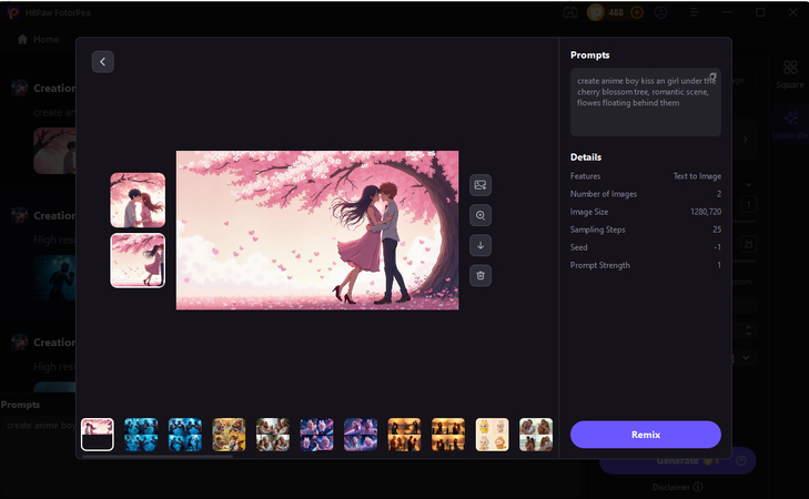 generate kiss scene with hitpaw fotorpea