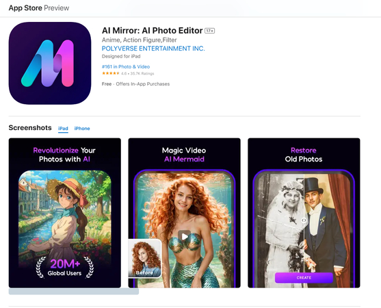 AI Mirror絵文字生成ツールのApp Storeプレビュー