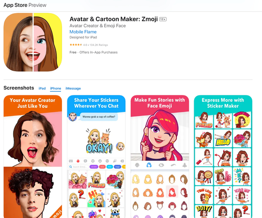 Zmojiアバター&カートゥーンメーカーのApp Storeプレビュー