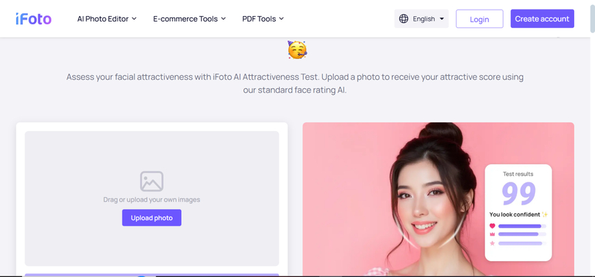 attractiveness test ai with ifoto