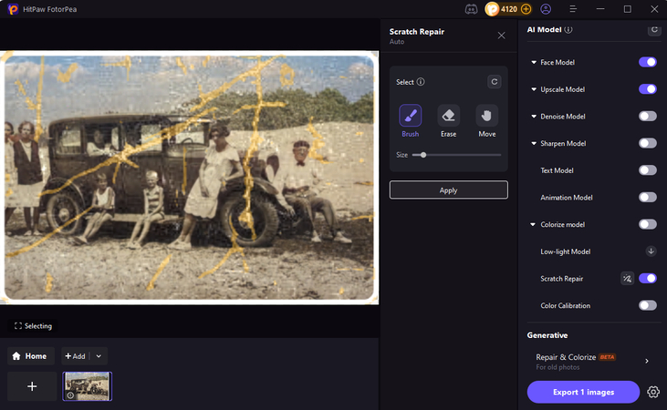 hitpaw fotorpea auto select scratch repair