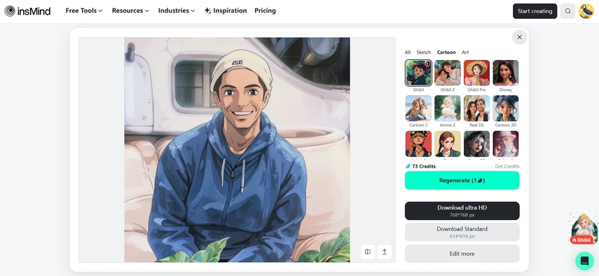 Generador de Estudio Ghibli con IA de insMind