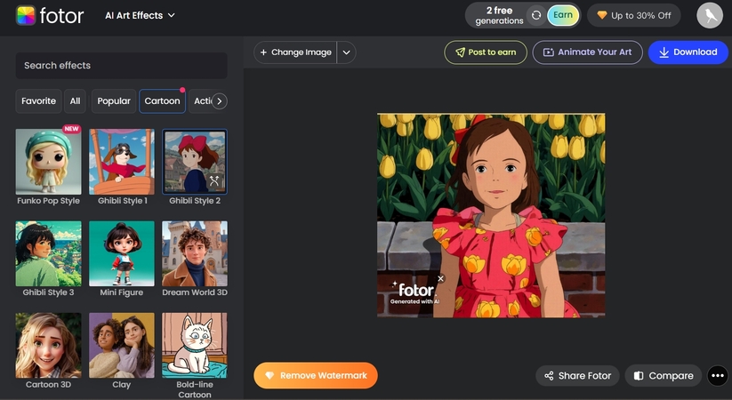 Mejor creador de Ghibli con IA de Fotor