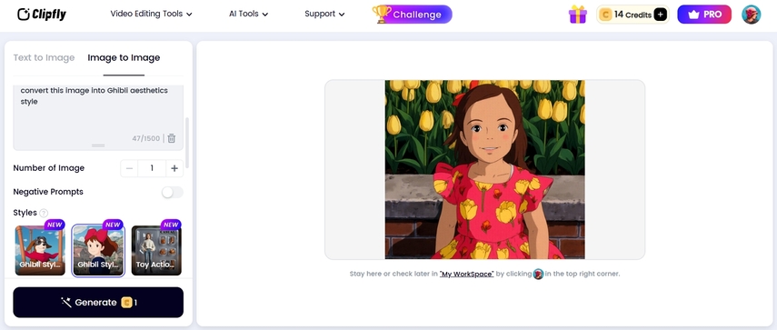 Generador de arte de Ghibli con Clipfly