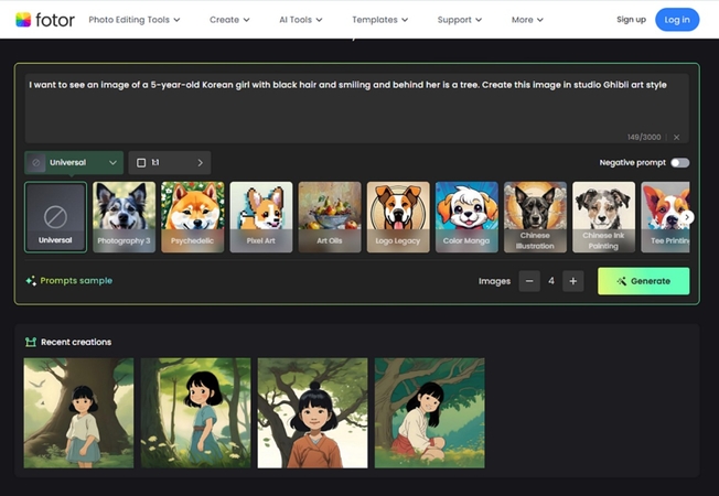 use fotor prompt to get ghibli picture