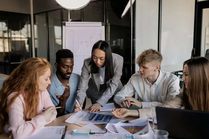 Team Brainstorming in a Modern Office