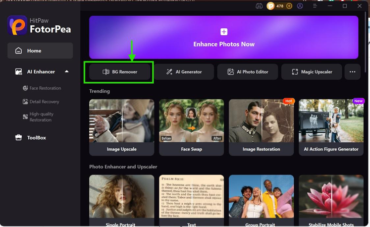 use the background remover tool in hitpaw fotorpea