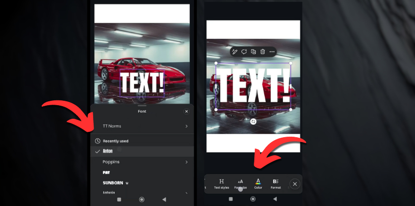 canva app to put text on pictures