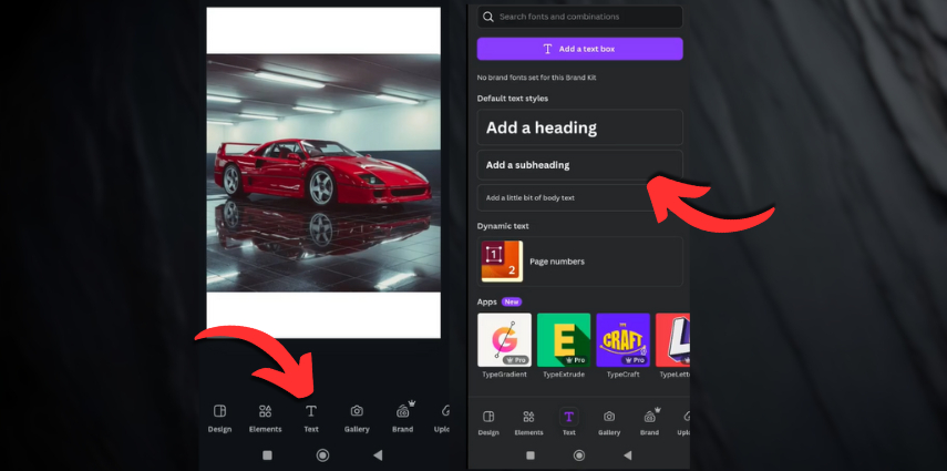 canva app to write text on photos