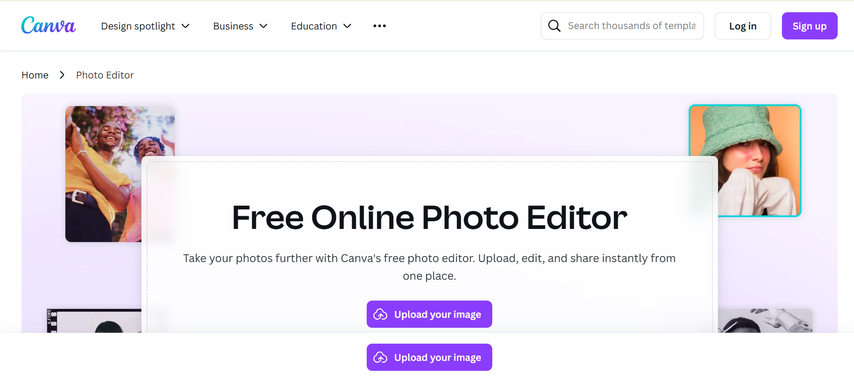 using canva editor for family photo design