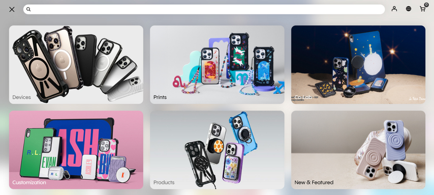 casetify homepage on desktop