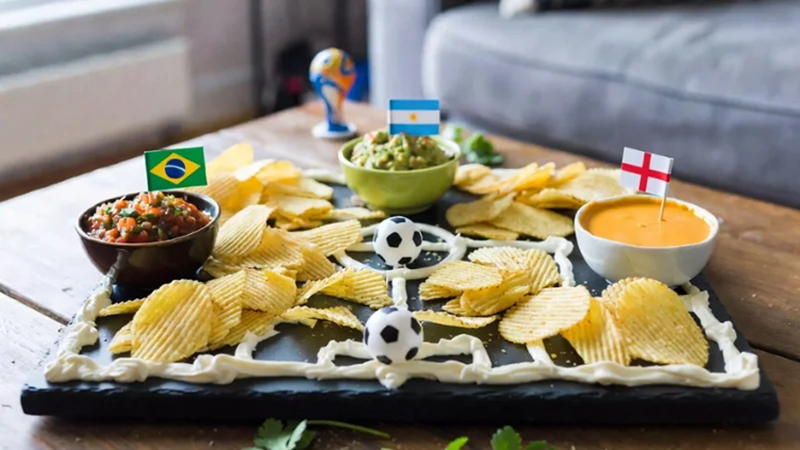 classic chips served with dips for football