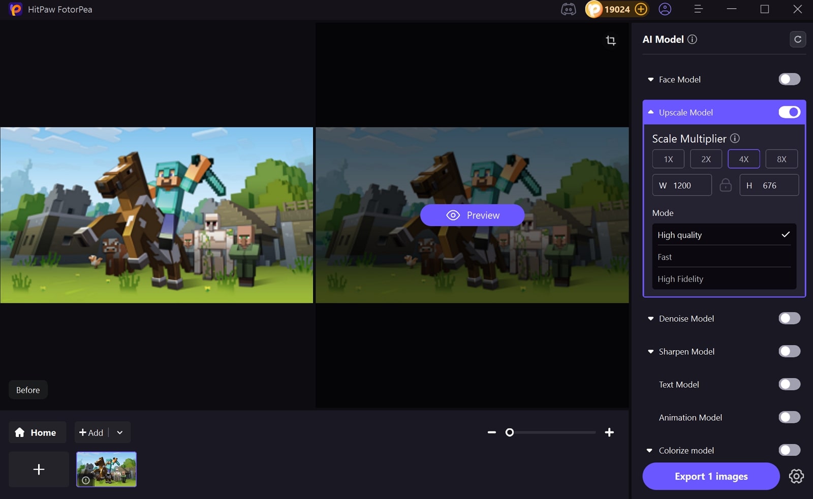 select enhancement ai model fotorpea
