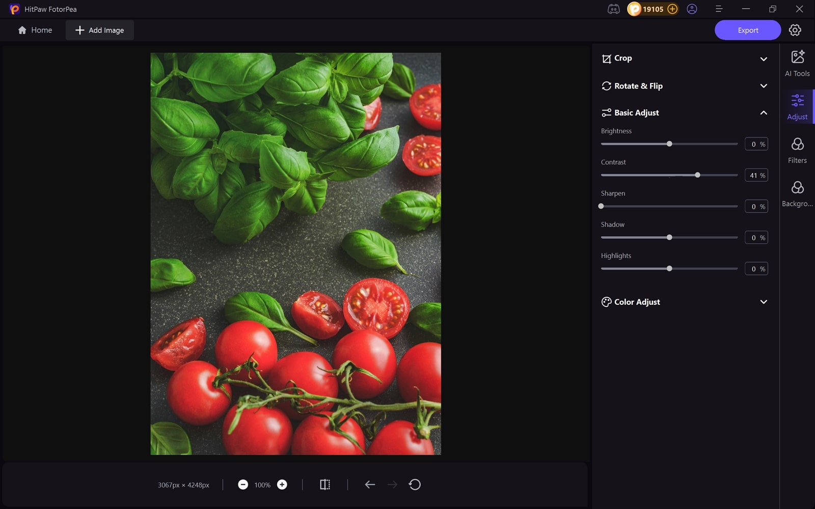 edit raw images from basic adjustments