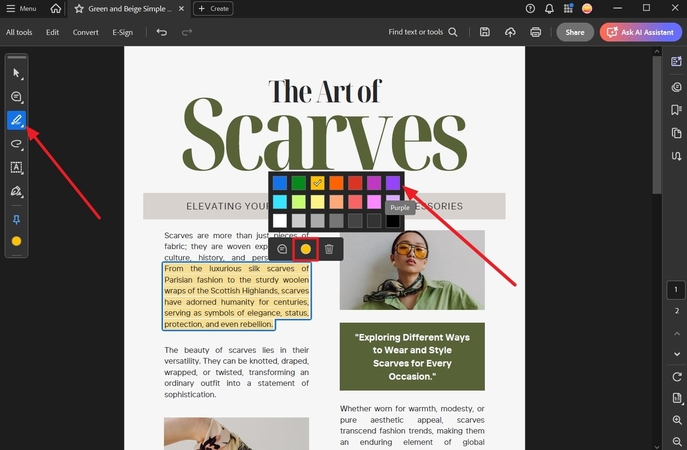 select different highlighted color